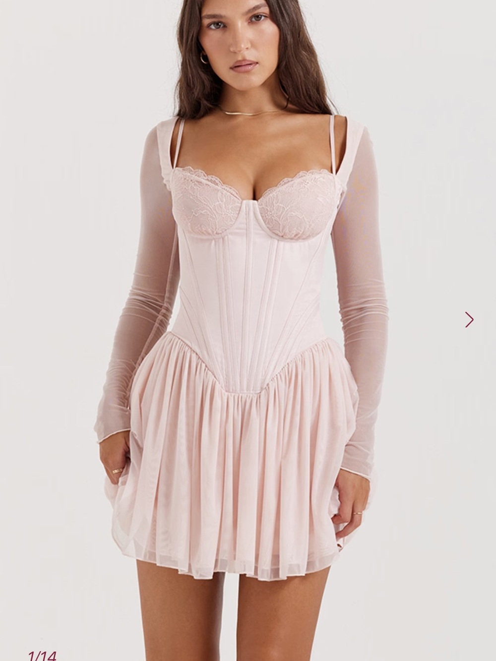 House of CB Corset Babydoll Dress in Blush Pink Vivi dress SIZE XS